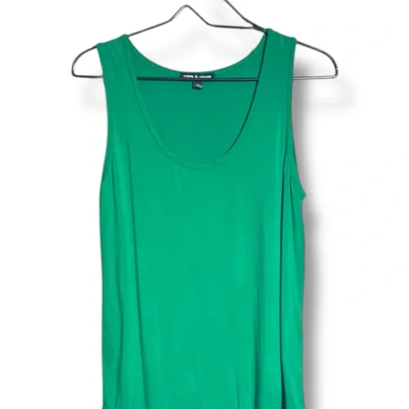 Cable & Gauge NWOT Forest Green Cotton High Low Scoop Neck Relaxed Tank Top - Picture 12 of 15